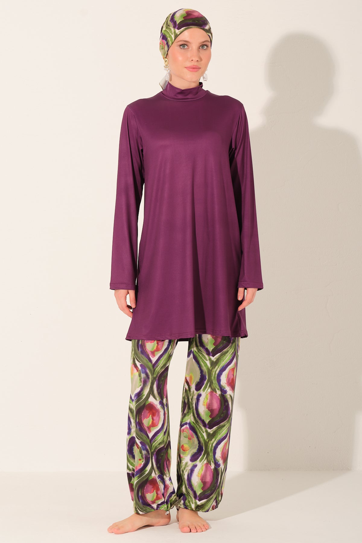 Peacock Luxe Burkini & Chiffon Kimono