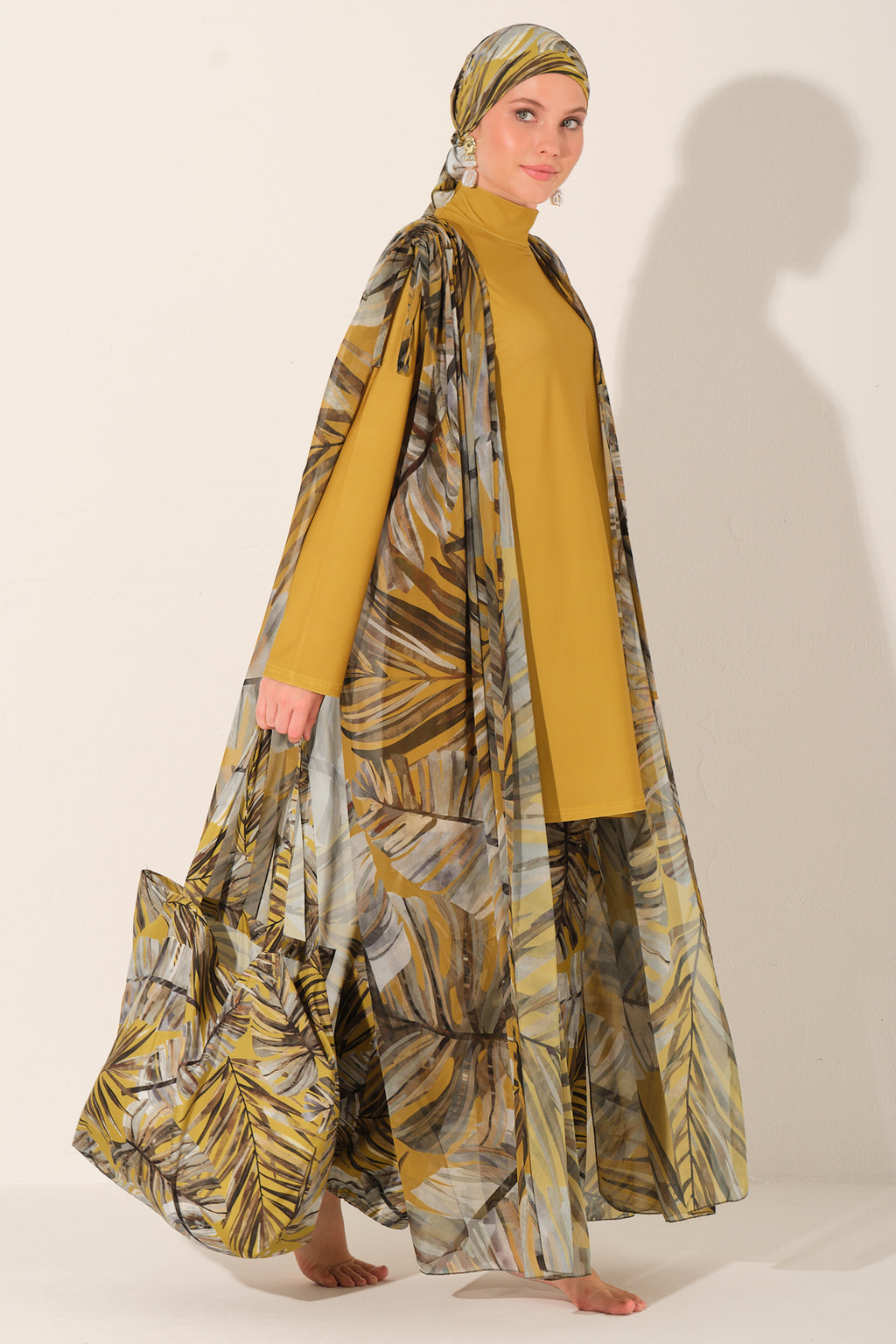 Golden Palm Burkini & Chiffon Kimono