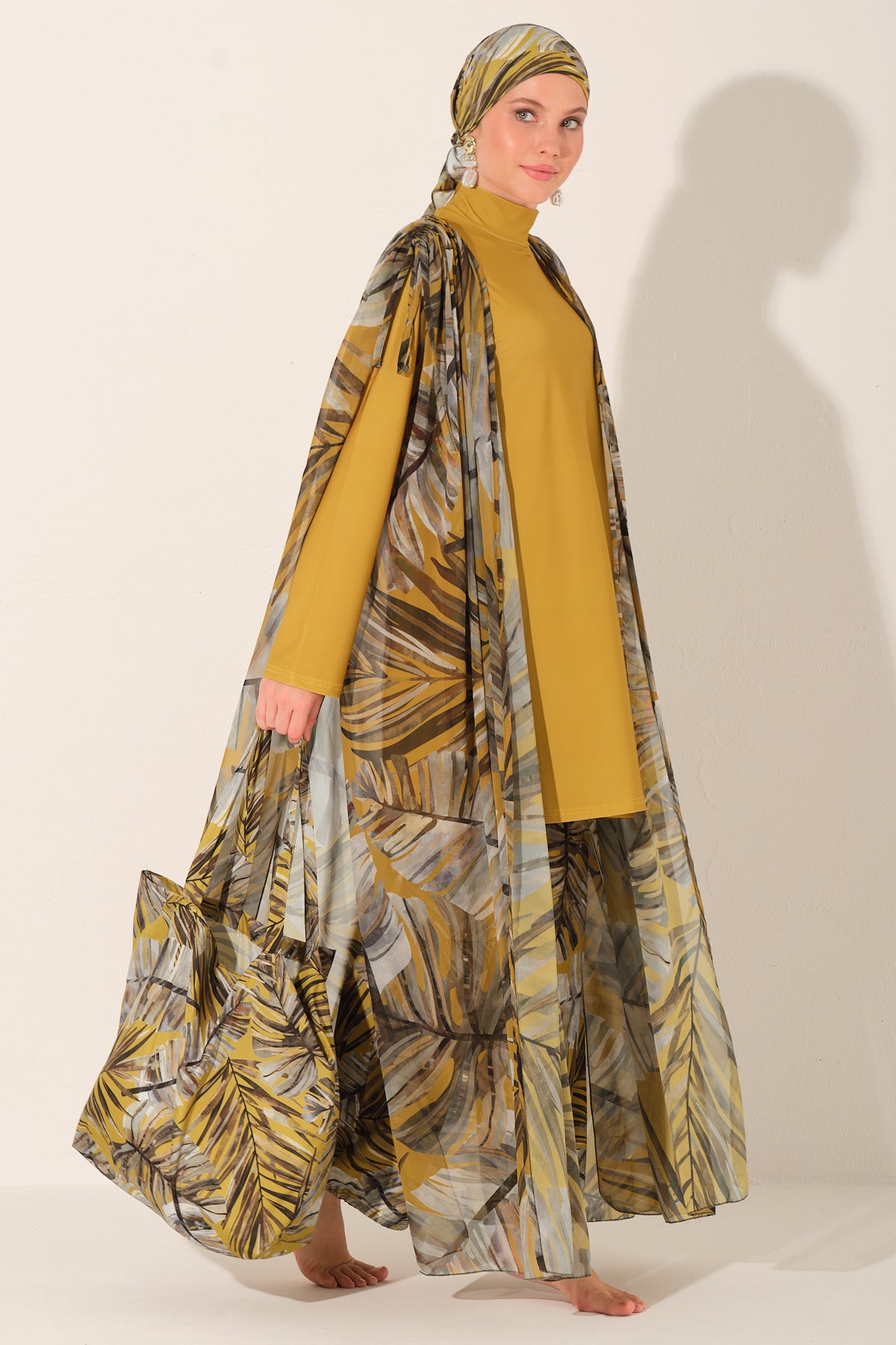 Golden Palm Burkini & Chiffon Kimono