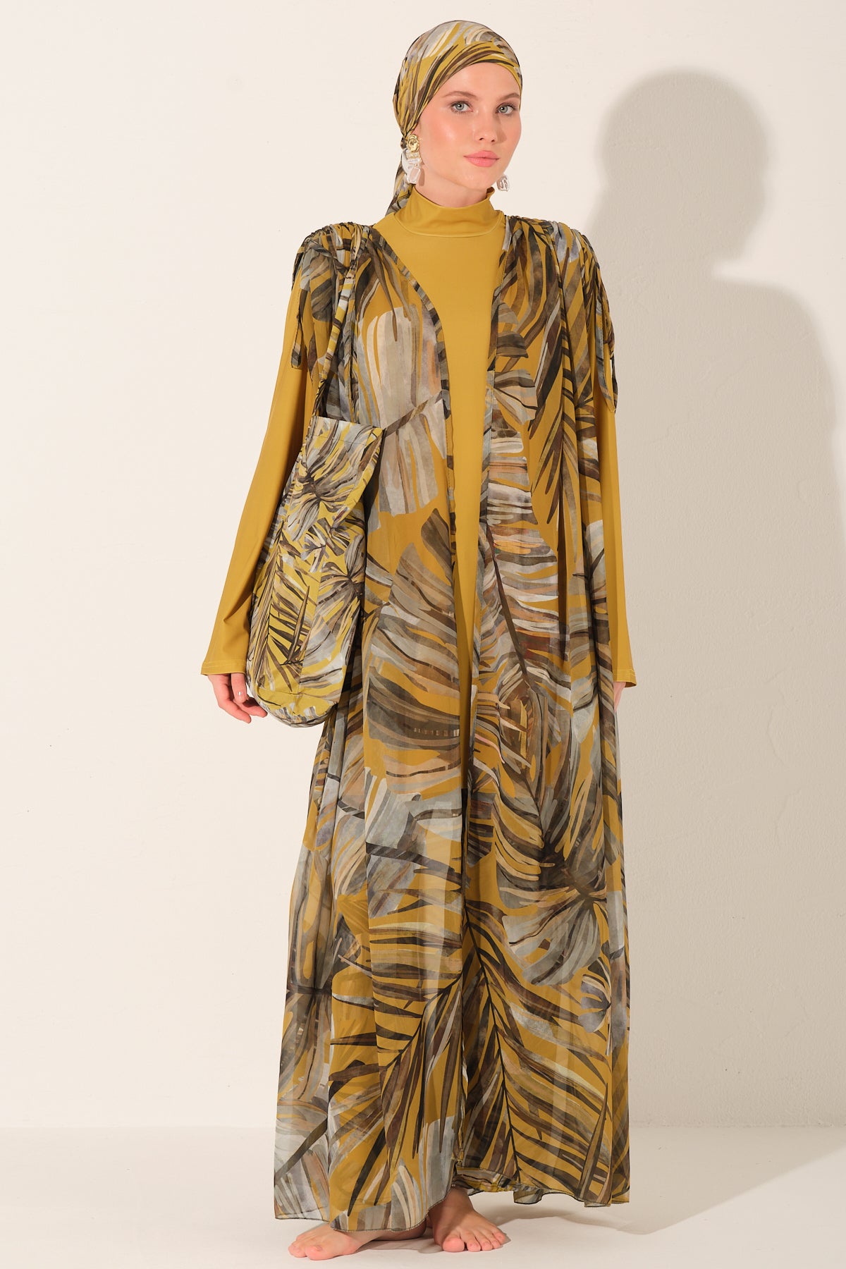 Golden Palm Burkini & Chiffon Kimono