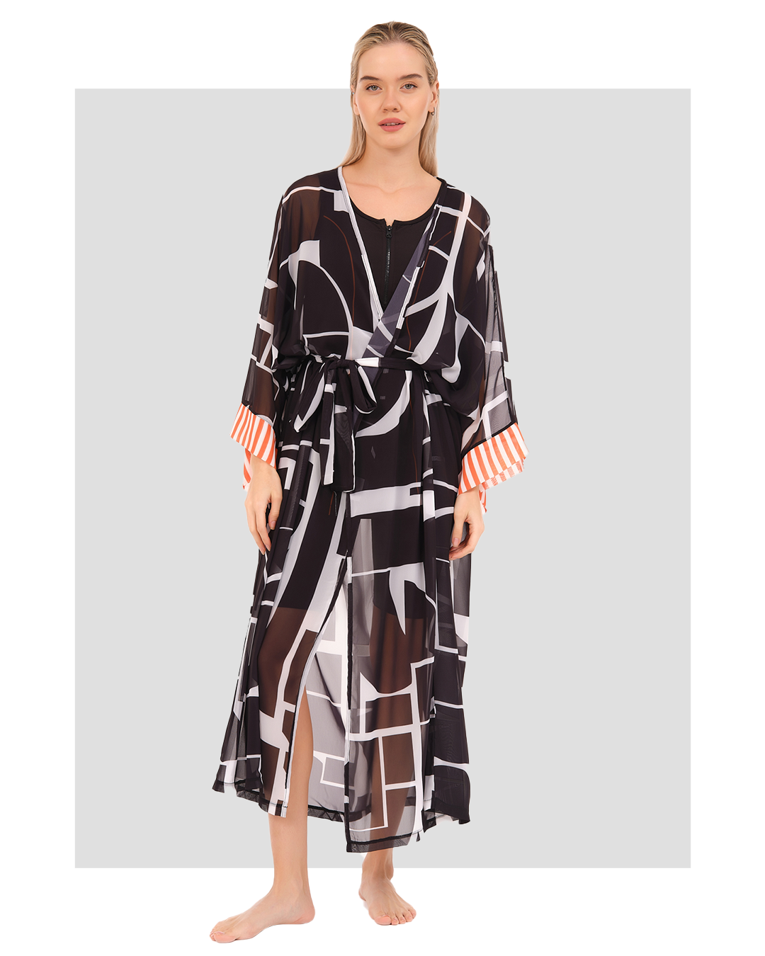 Modest Women Beach Cover-Up Geometric Print