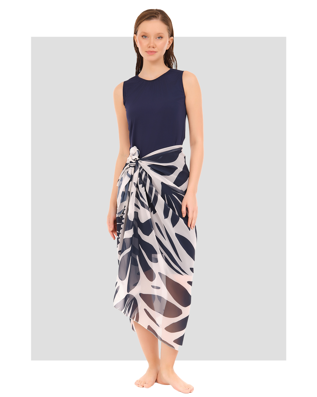 Modest Women Beach Sarong Leaf Print