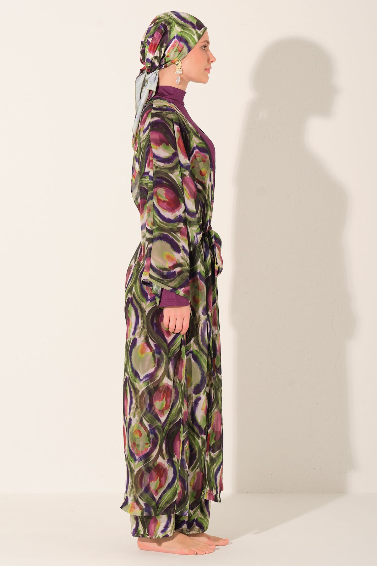 Peacock Luxe Burkini & Chiffon Kimono