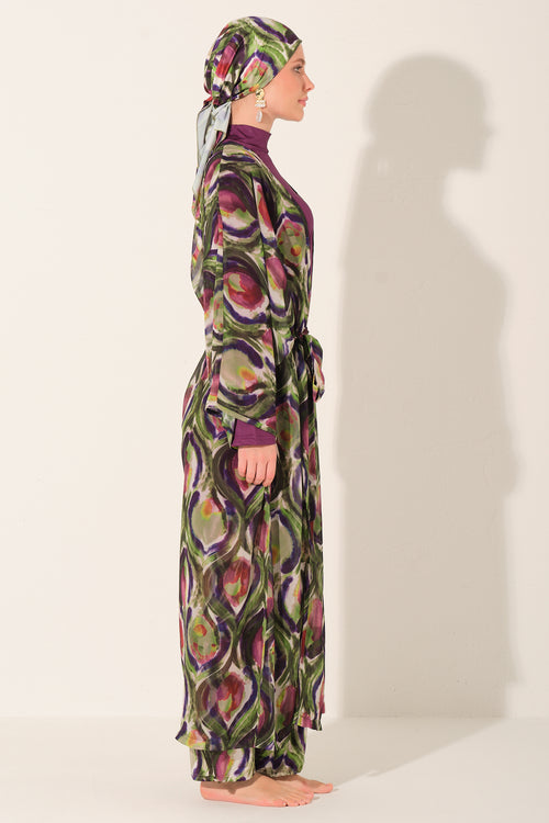 Peacock Luxe Burkini & Chiffon Kimono