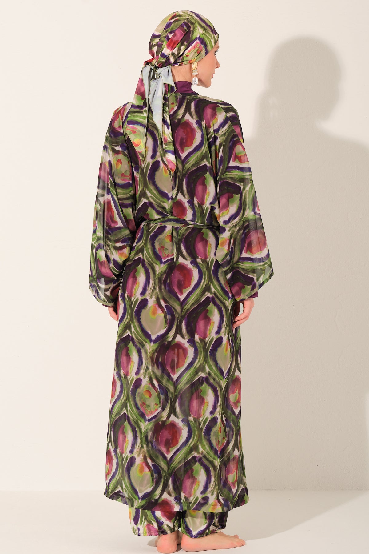 Peacock Luxe Burkini & Chiffon Kimono