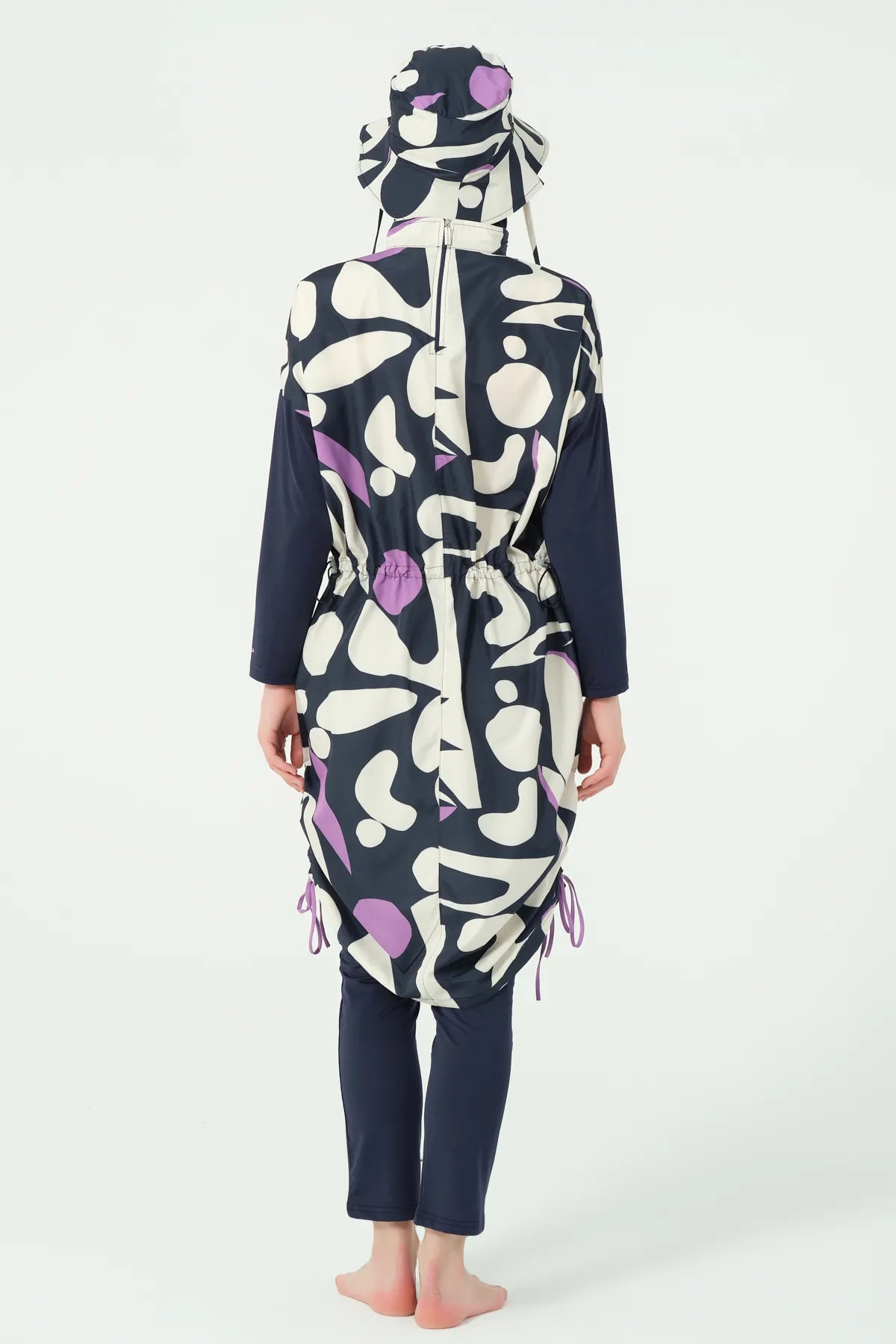 Abstract Navy & Lilac Contemporary Modest Burkini