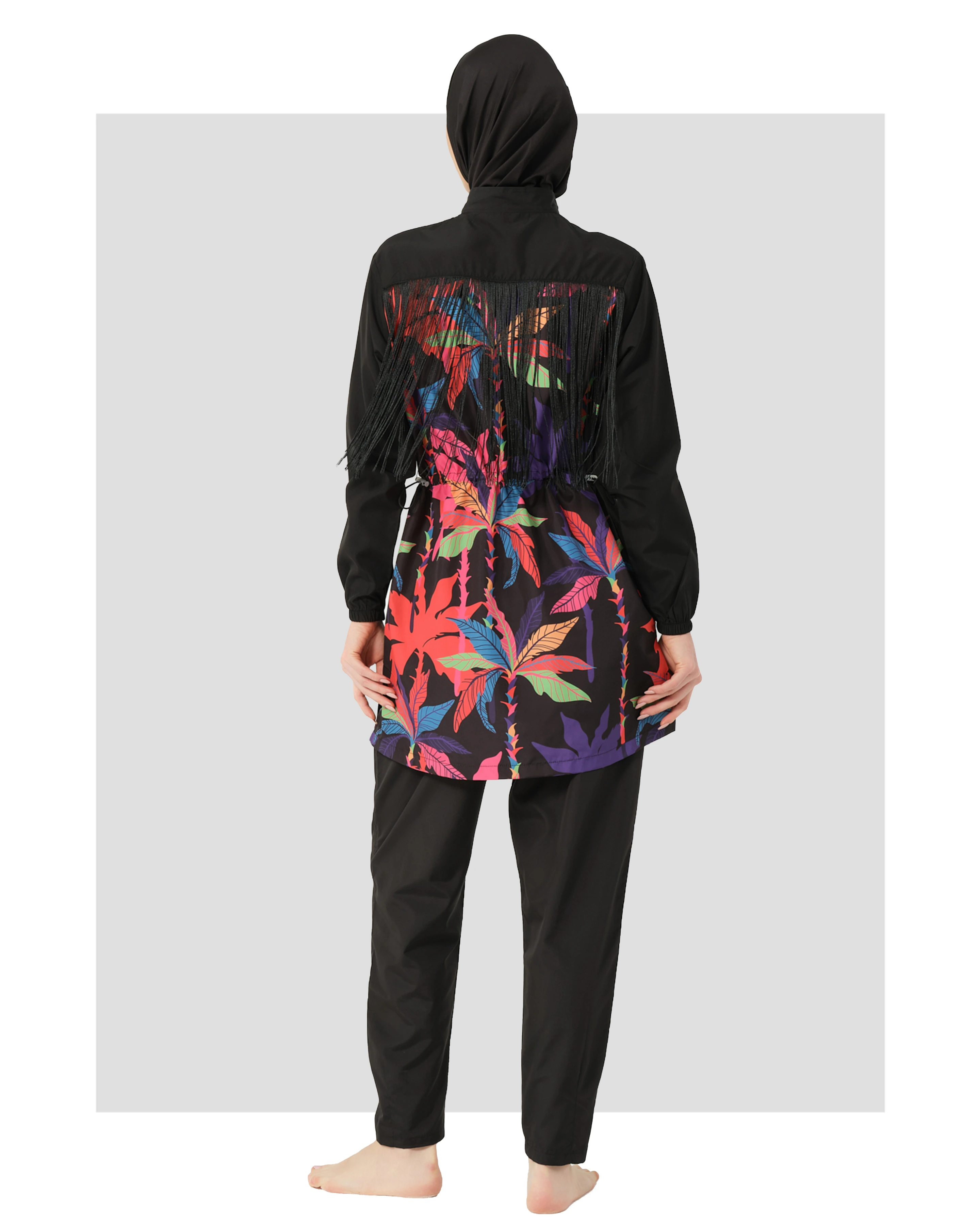 Black Edition Tropical Fringe Burkini