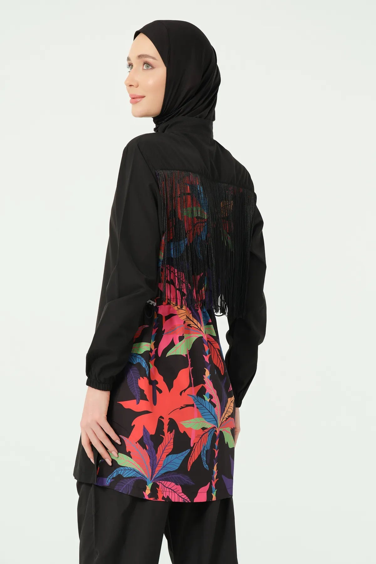 Black Edition Tropical Fringe Burkini
