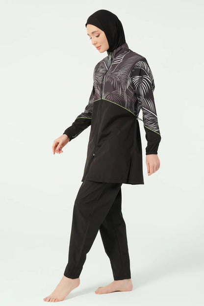 Black Palm Edition Sporty Zip-Up Burkini