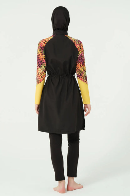 Black Snakeskin Accented Burkini