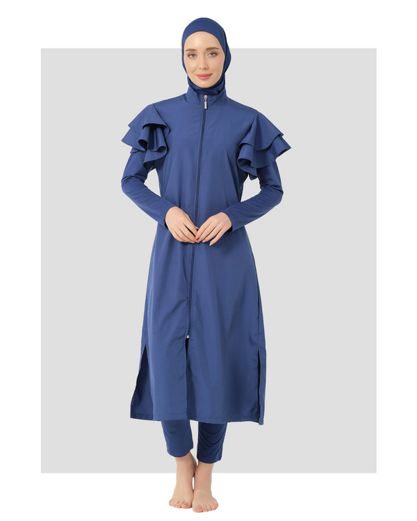 Blue Ruffled Sleeve Burkini
