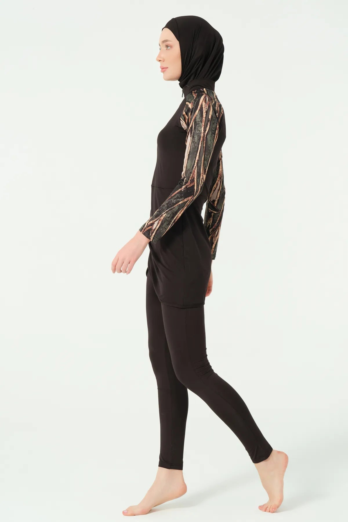 Chic Printed Burkini with Sheer Cover-up