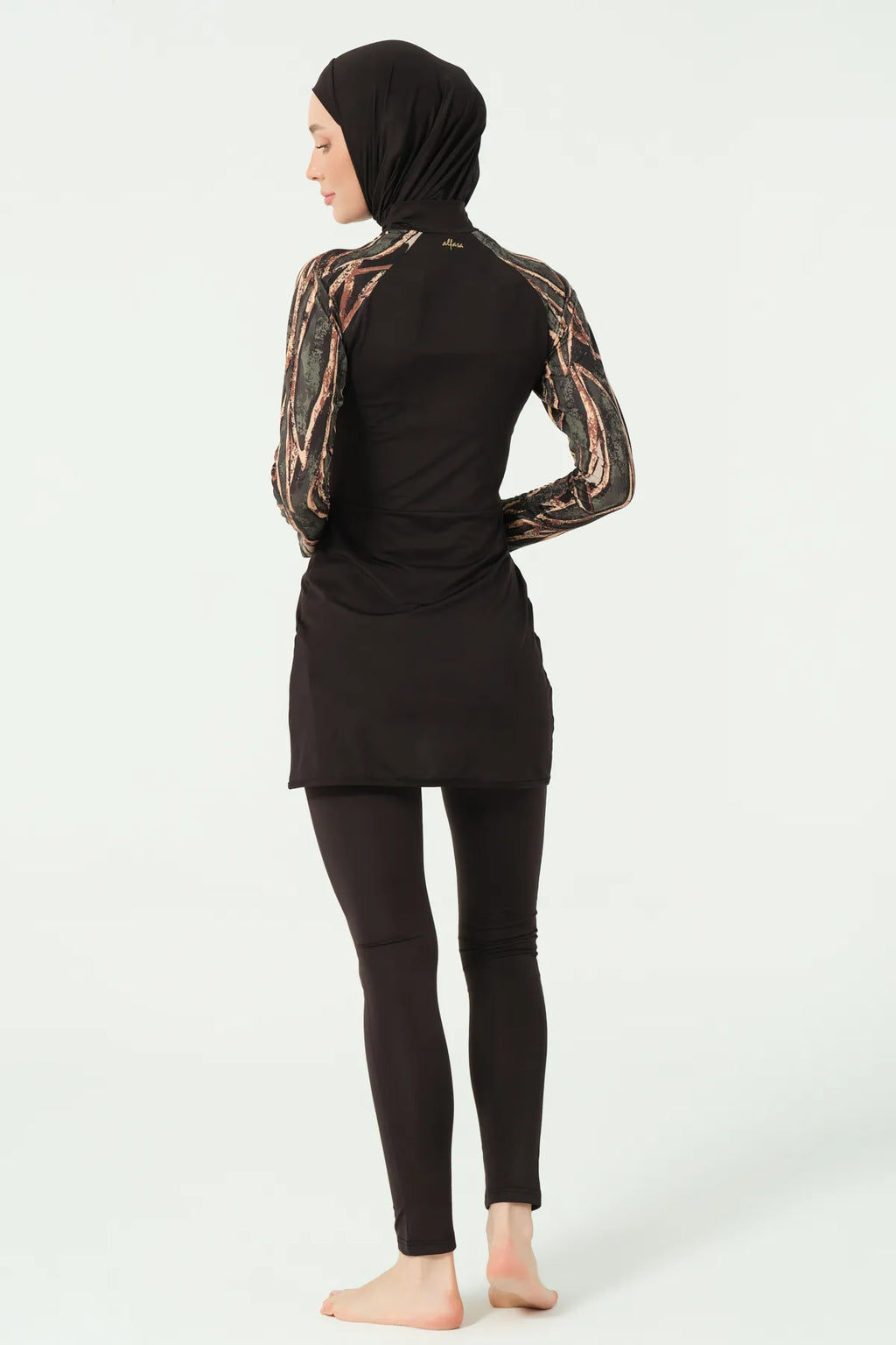 Chic Printed Burkini with Sheer Cover-up