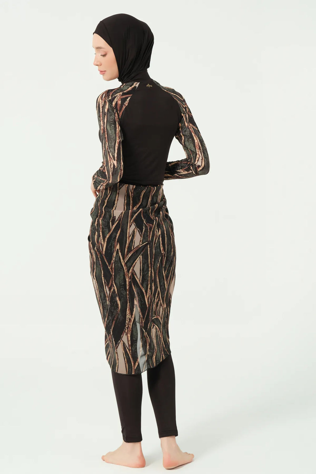 Chic Printed Burkini with Sheer Cover-up