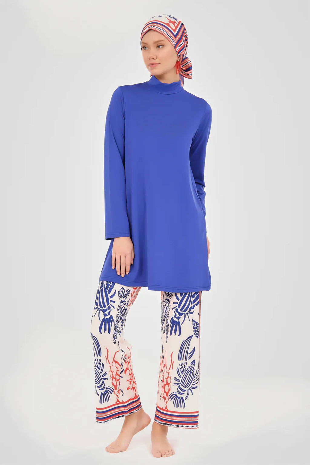 A Coastal-Inspired Burkini with Sheer Kimono