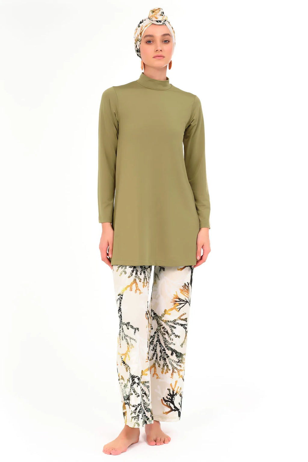 Lycra Fabric Printed Modest Swimsuit & Kimono
