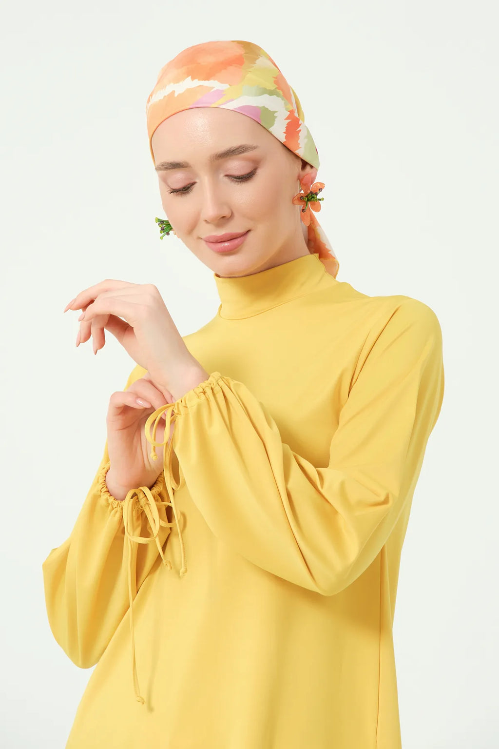 Golden Sunset Burkini Set with Sheer Kimono