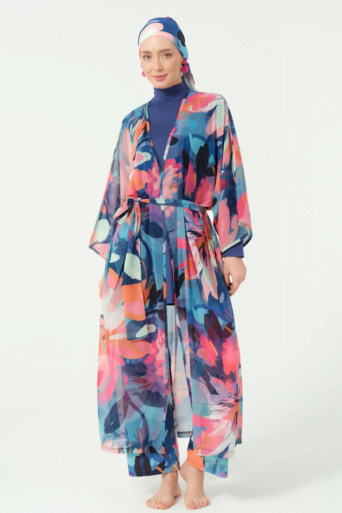 Floral Print Sheer Kimono
