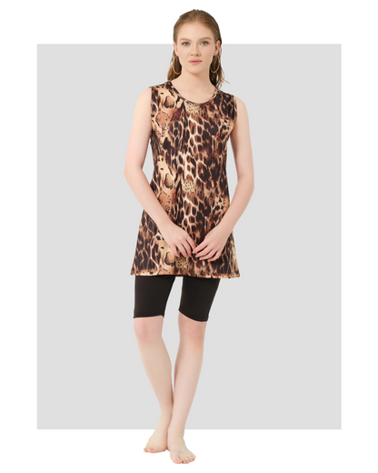 Leopard Print Modest Swimwear Set