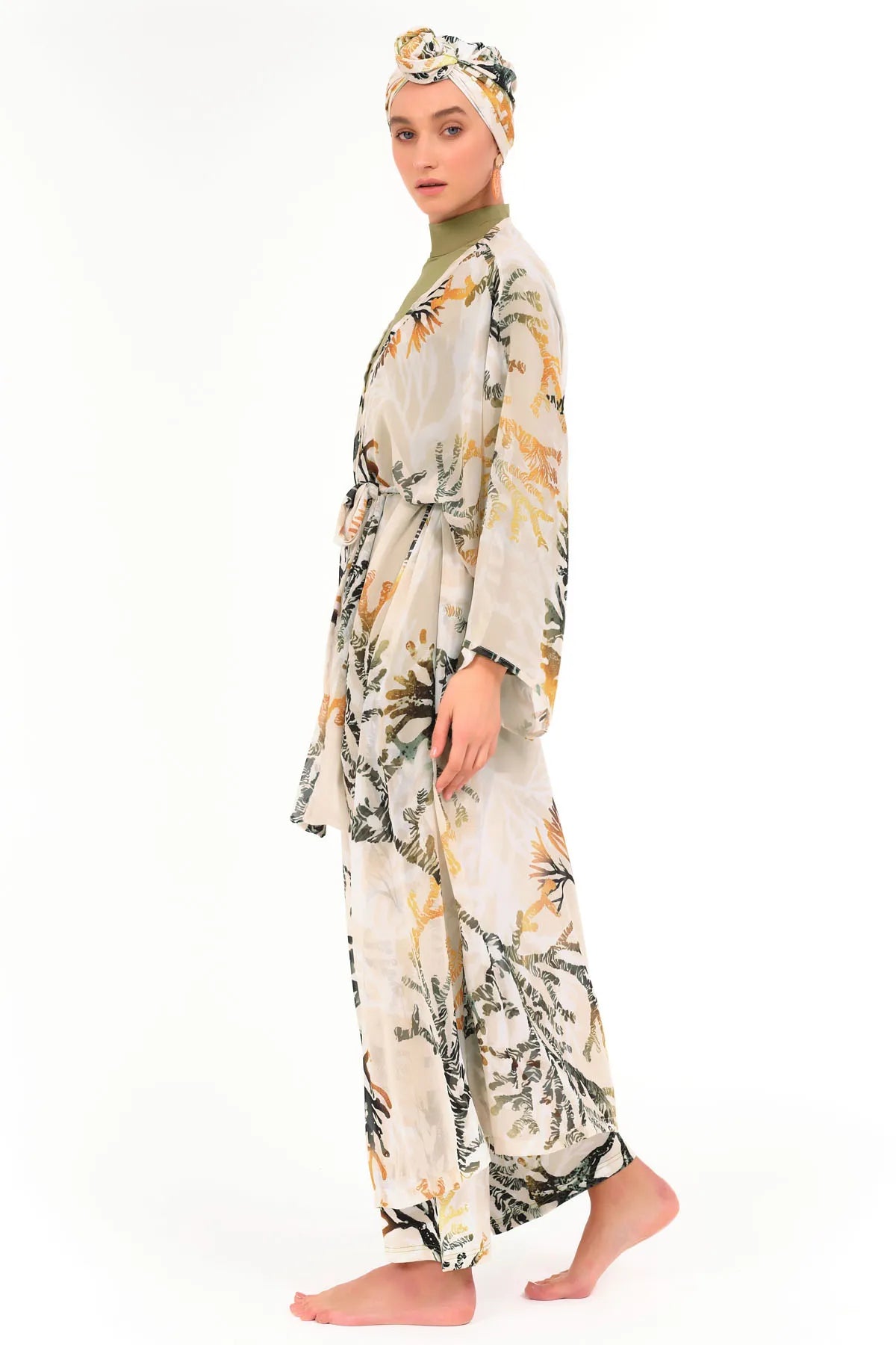 Lycra Fabric Printed Modest Swimsuit & Kimono