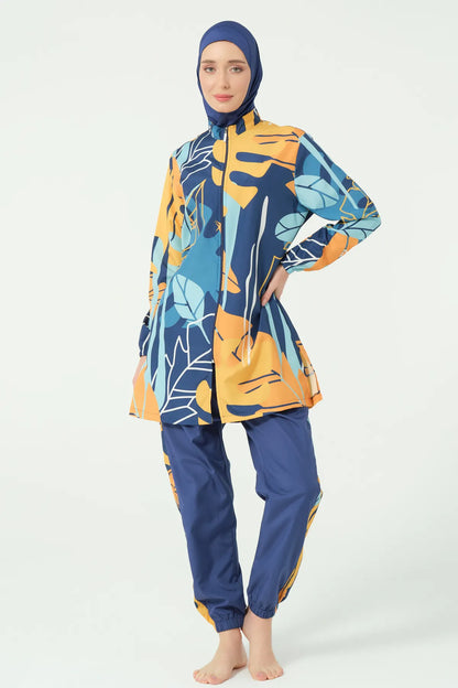 Modern Abstract Modest Swimsuit
