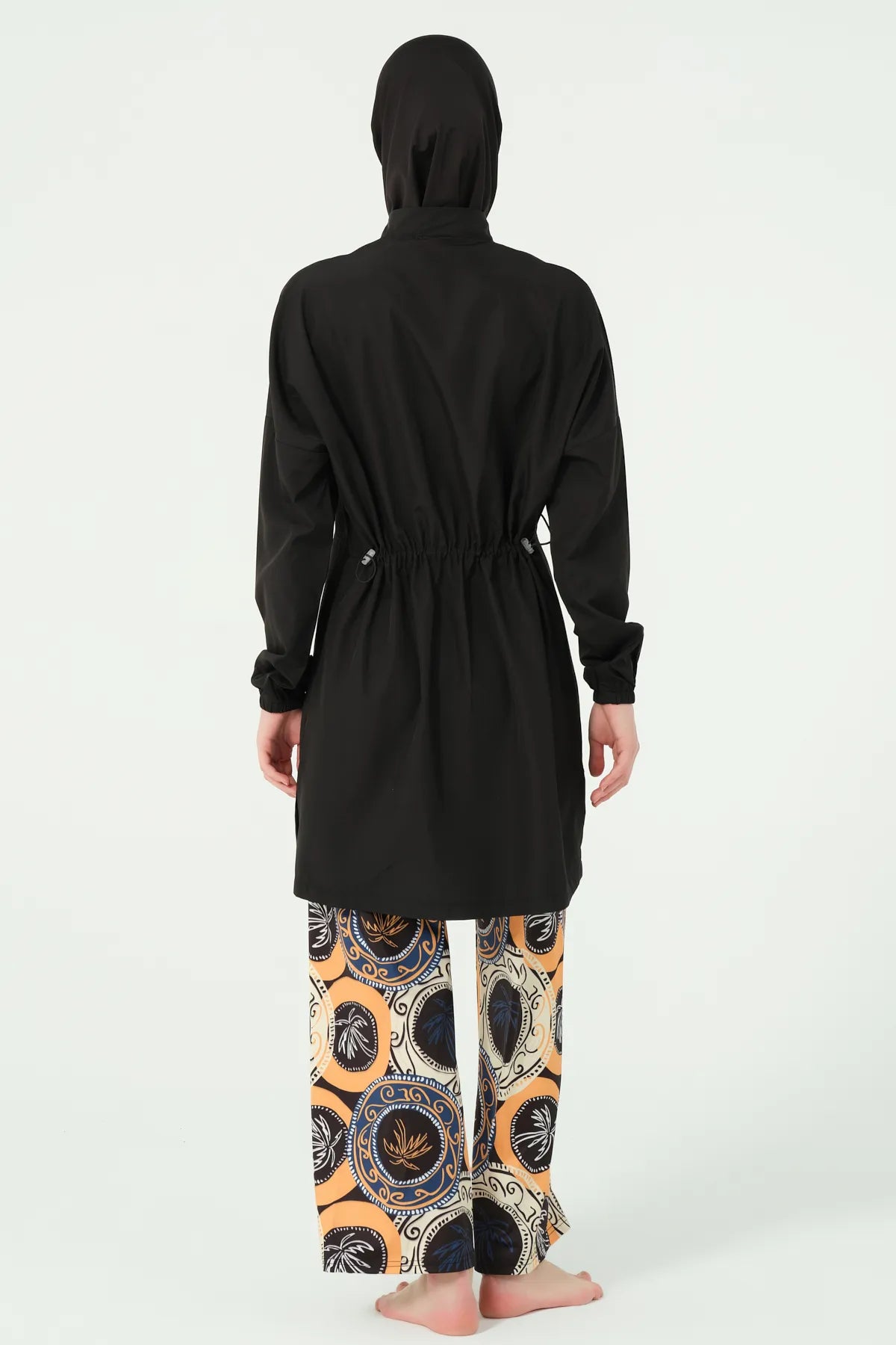 Black Elegant Contrast Modest Swimwear