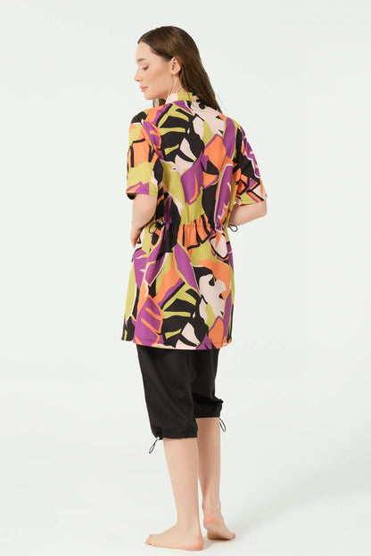 Modest Swimwear with Vibrant Abstract Print