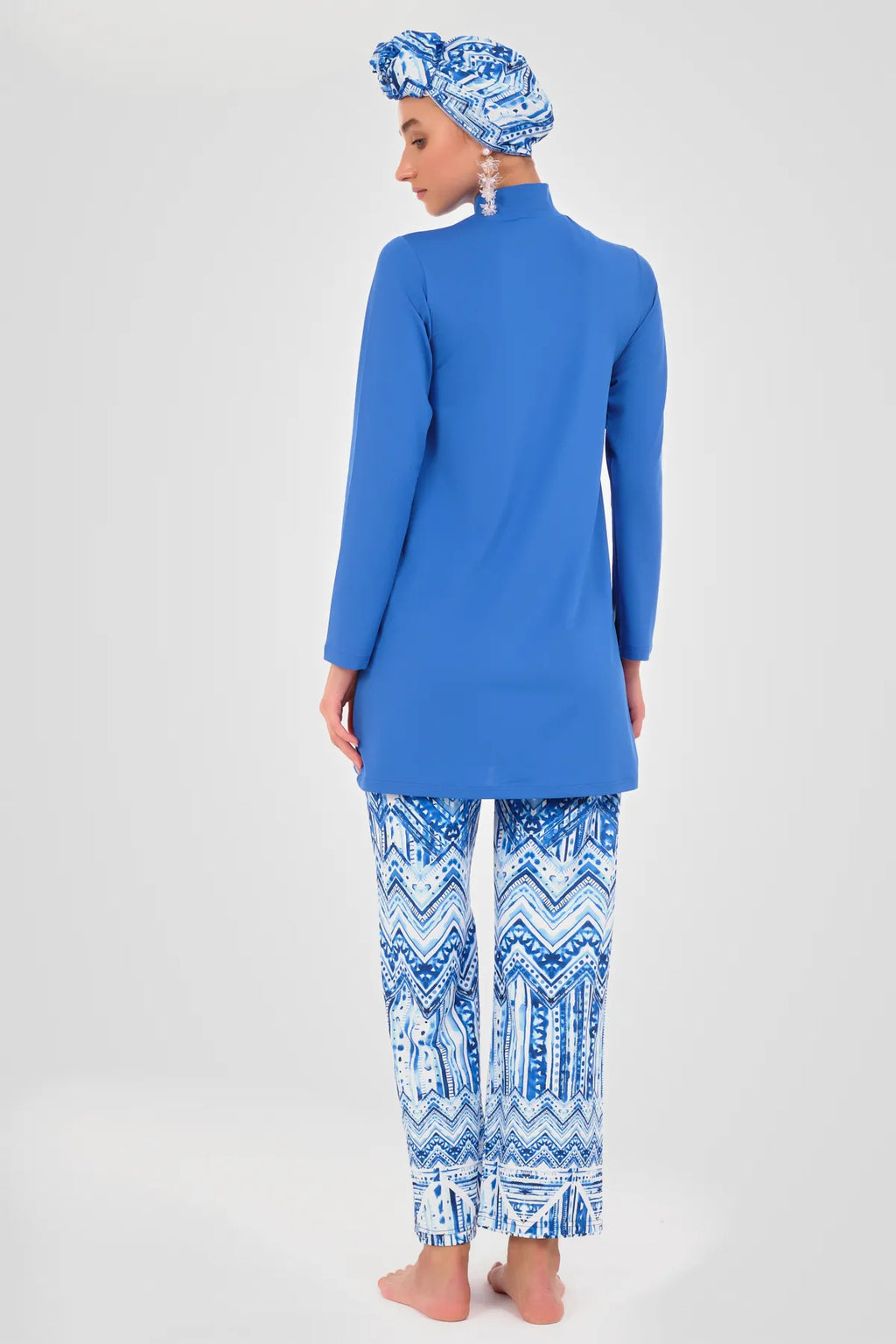 Ocean Blue Modest Swimwear with Sheer Kimono