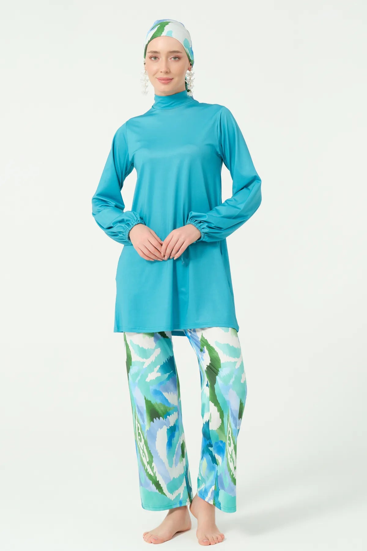 Ocean Breeze Burkini Set with Sheer Kimono