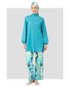 Refreshing Aqua Tones in Modest Swimwear