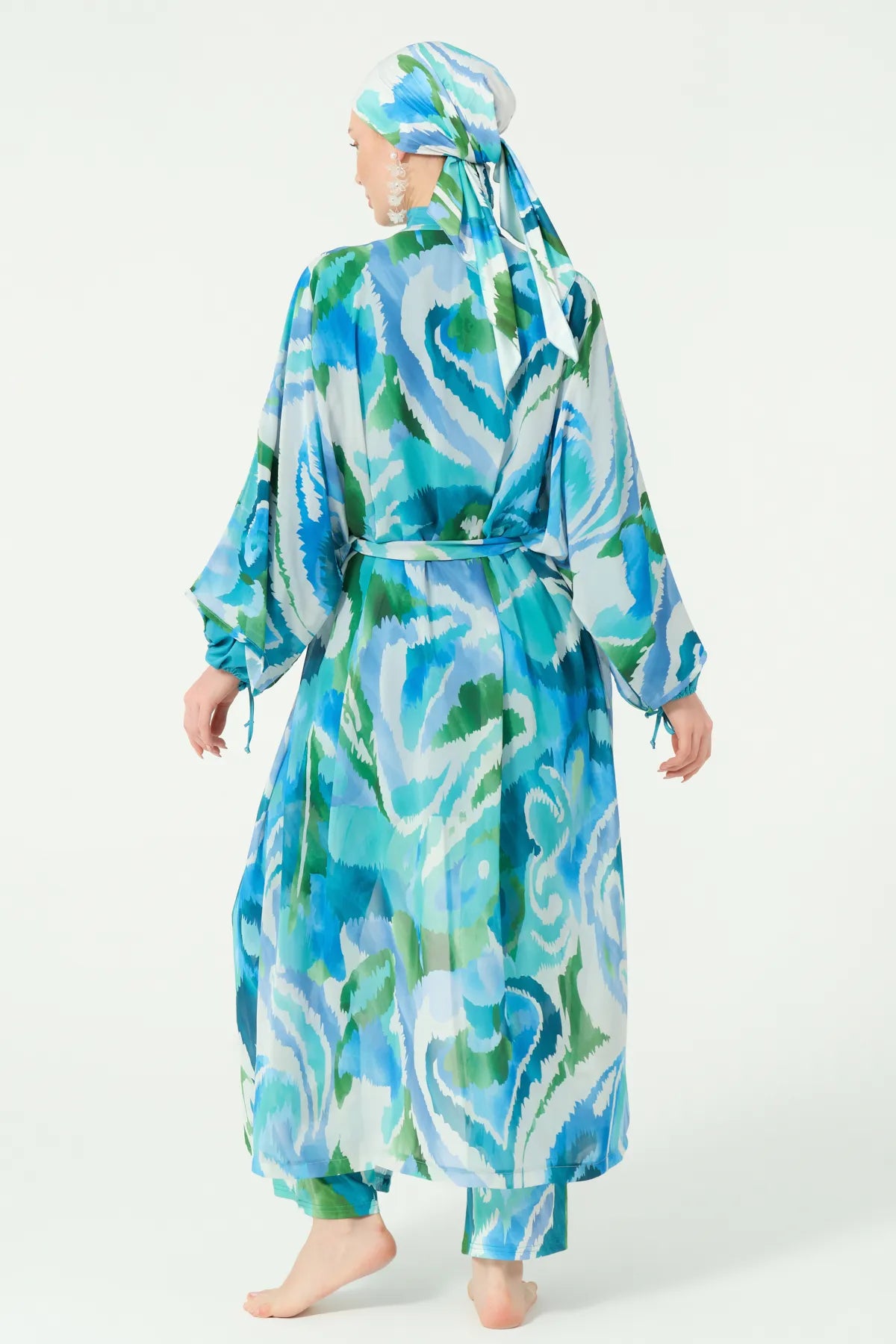 Ocean Breeze Burkini Set with Sheer Kimono