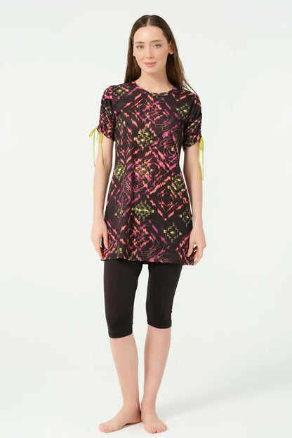 Short-Sleeve Burkini with Adjustable Ties