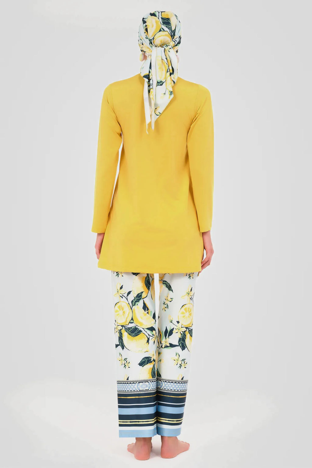 Sicilian Lemon Burkini Set with Sheer Kimono