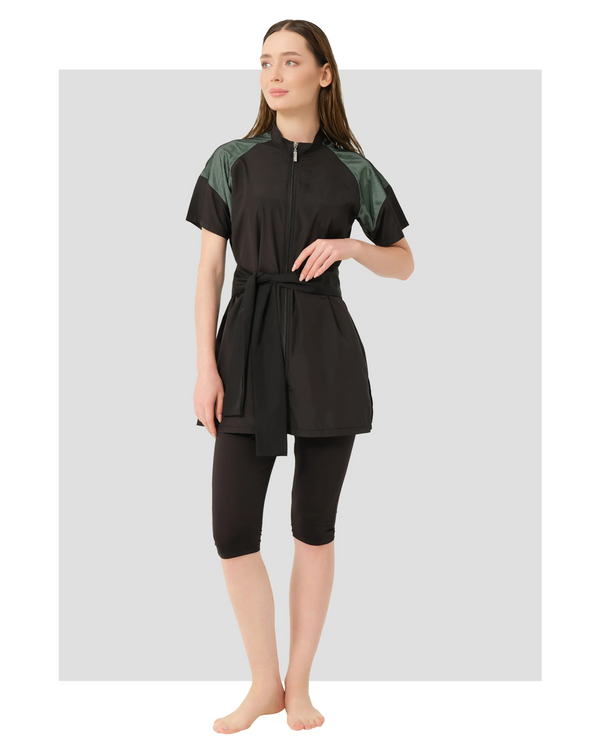 Sporty Modest Swimsuit with Zipper
