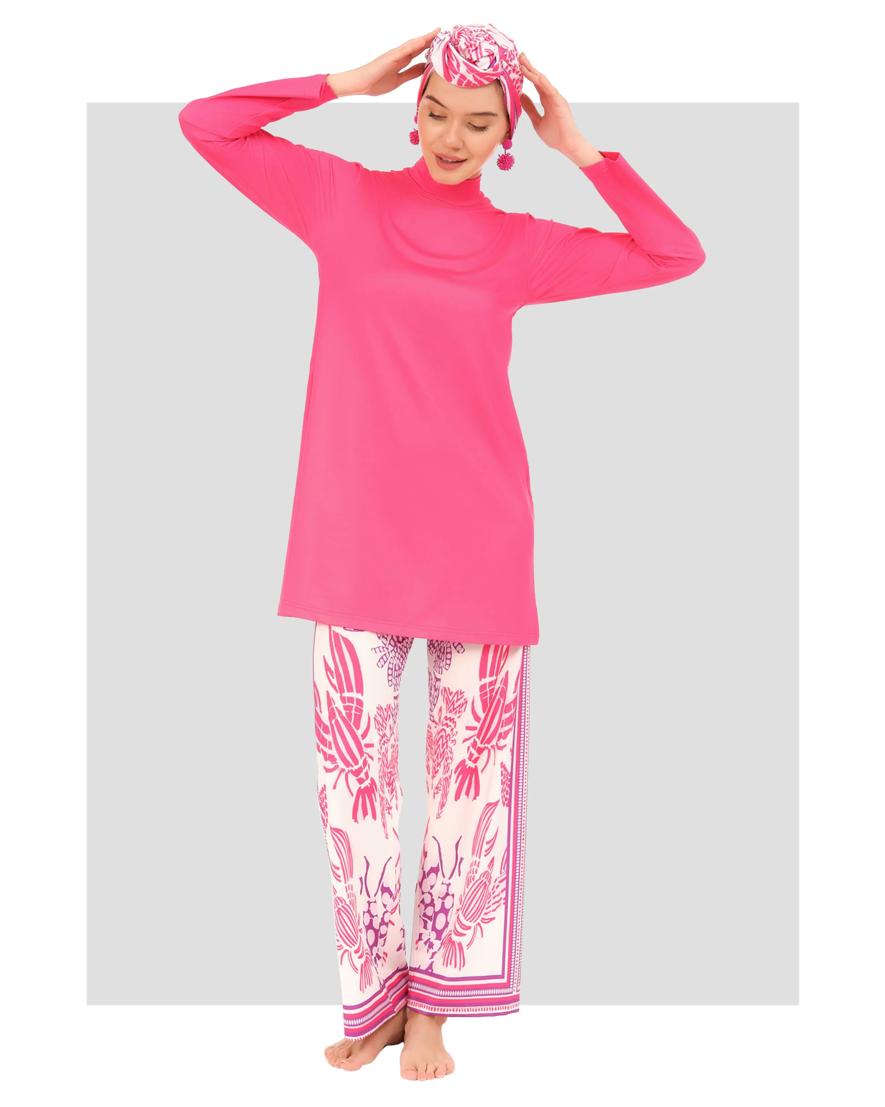Tropical Fuchsia Modest Swimwear