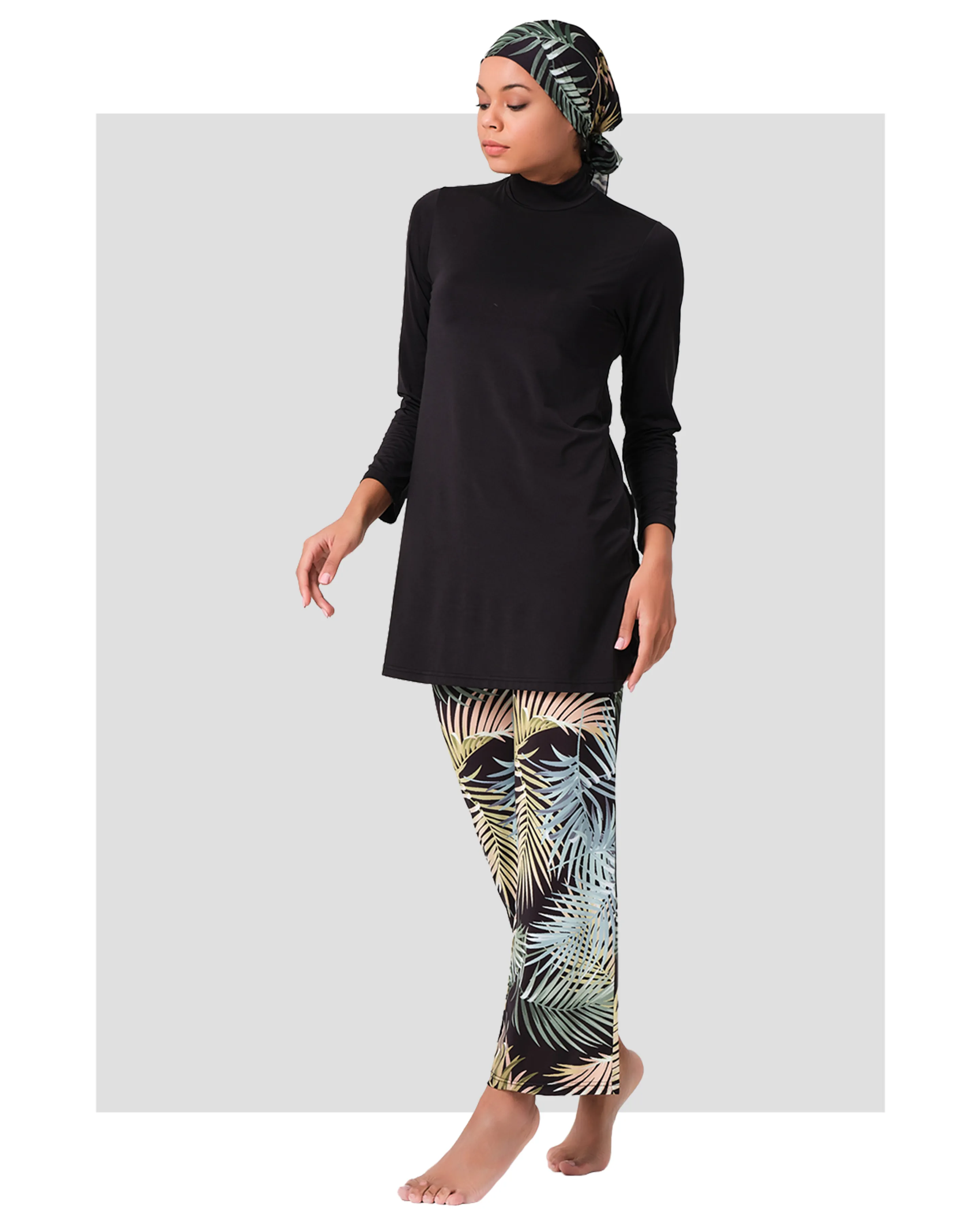 Tropical Palm Modest Swimwear
