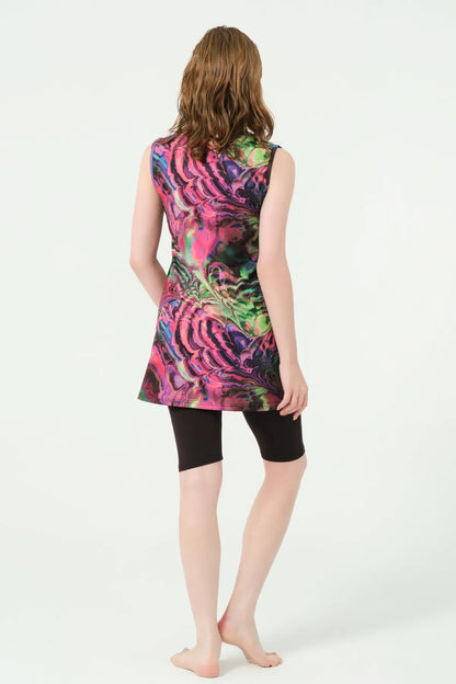 Vibrant Abstract Print Modest Swimwear Set