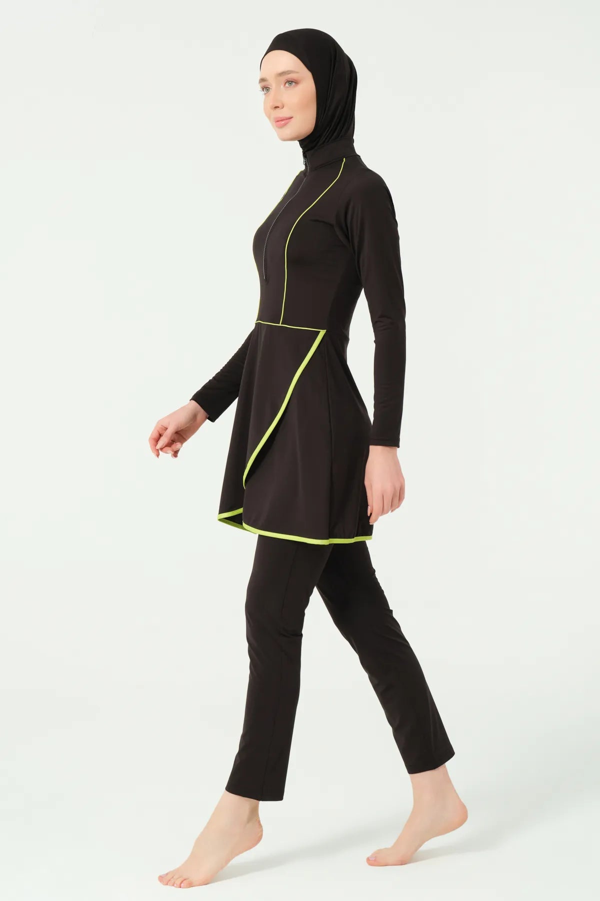 Black Lycra Sporty Modest Swimwear