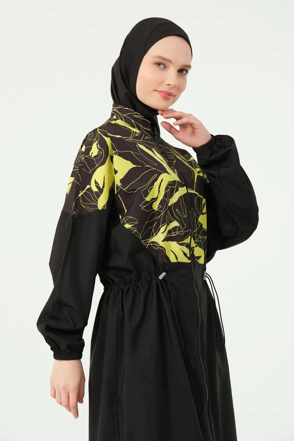 Close-up of the adjustable drawstring waist on the burkini.