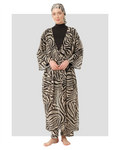 Black and zebra print modest burkini set with sheer kimono front view.