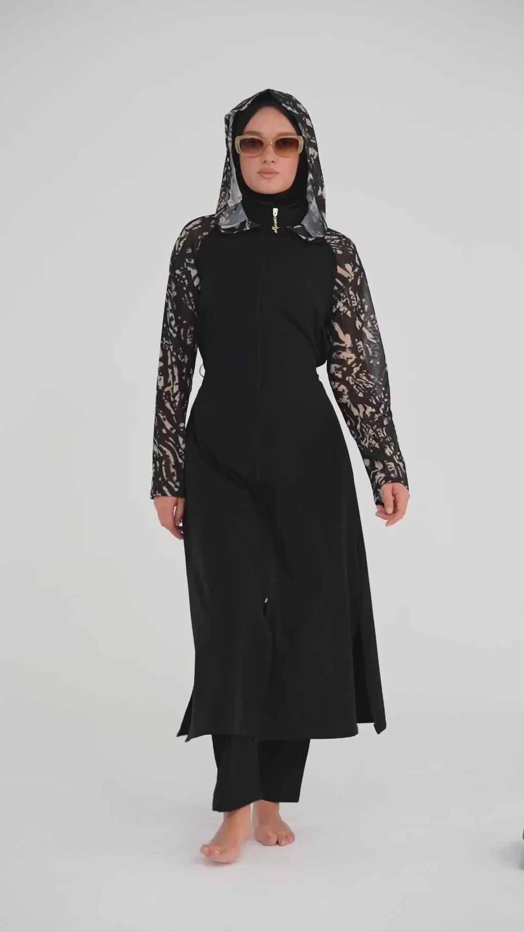 Black Active Modest Swimwear Set