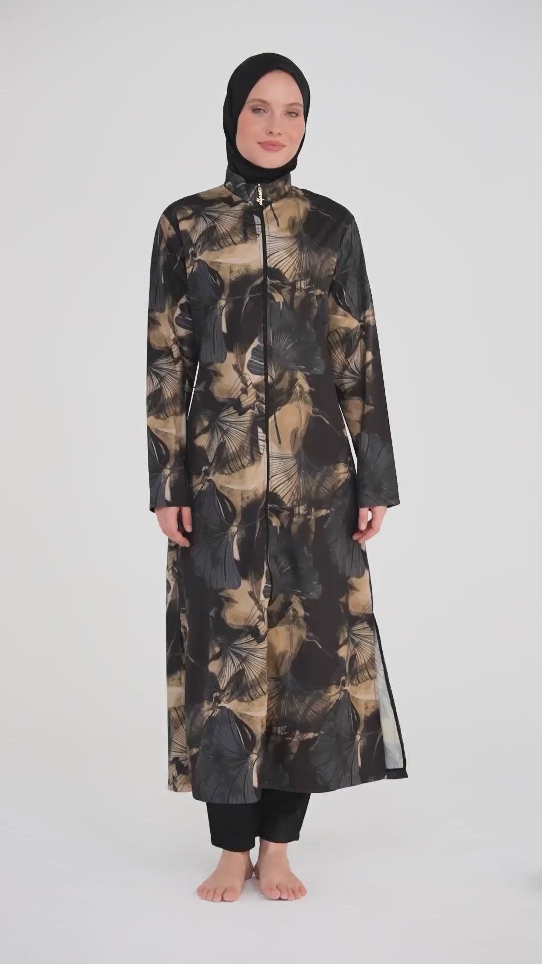 Black Urban Chic Printed Abaya Burkini