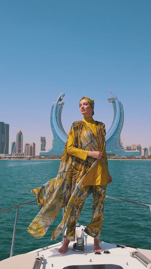 Golden Palm Burkini & Chiffon Kimono