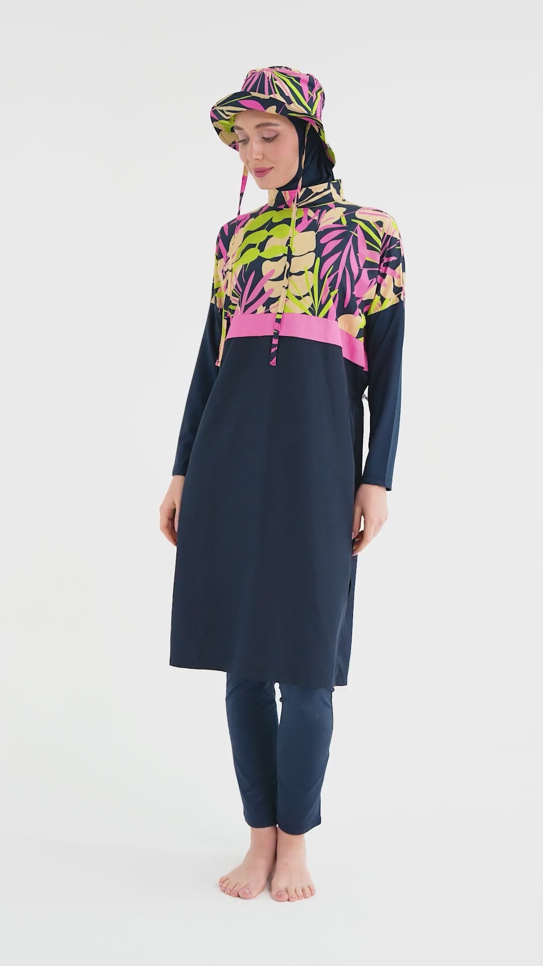Tropical Print Modest Swimwear
