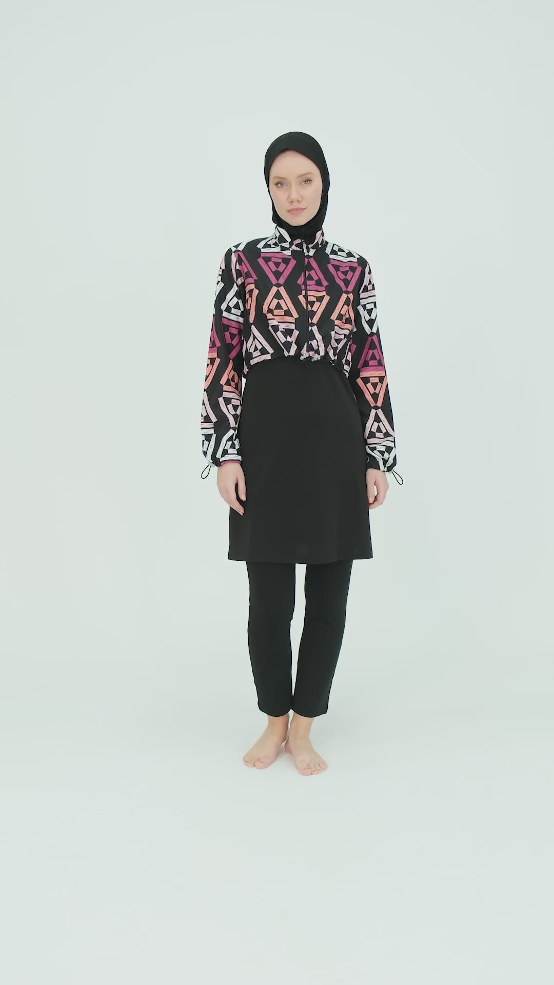 Geometric Chic Modest Swimsuit