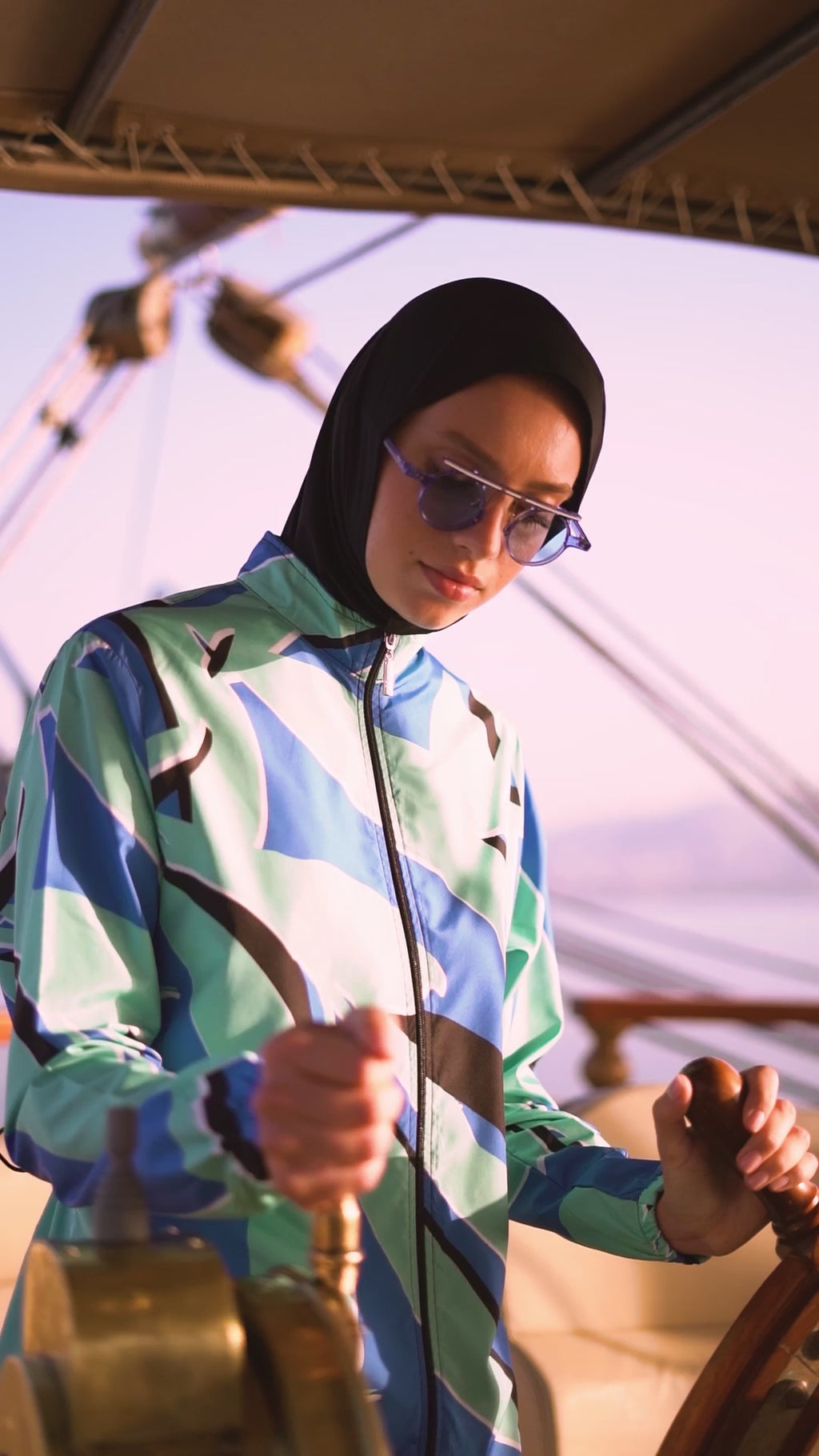 Vibrant & Sporty Tropical Waves Burkini