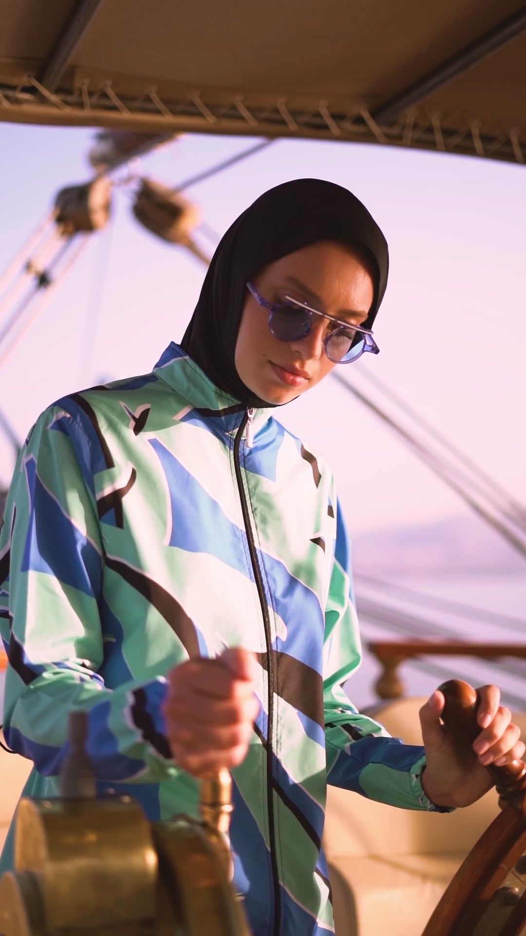 Vibrant & Sporty Tropical Waves Burkini