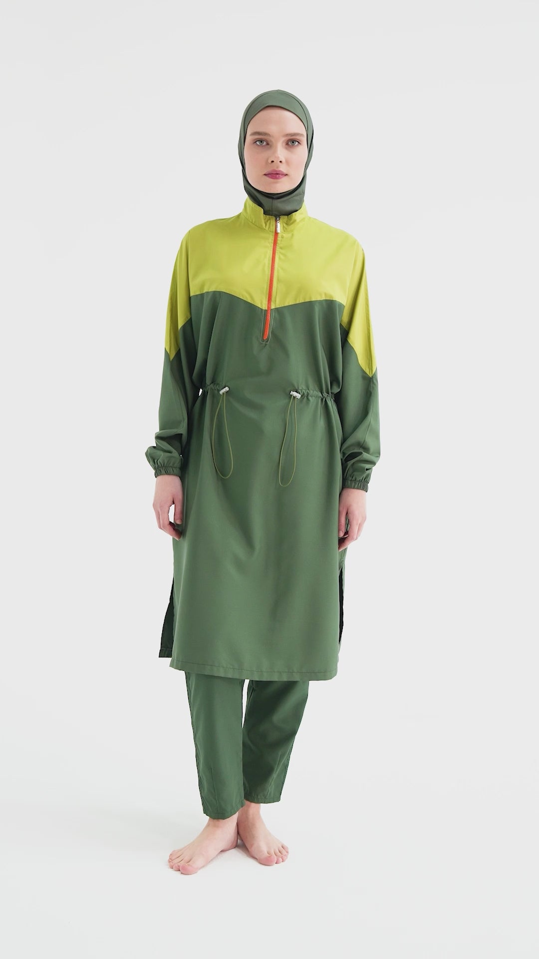 Sporty Two-Tone  Modest Swimwear