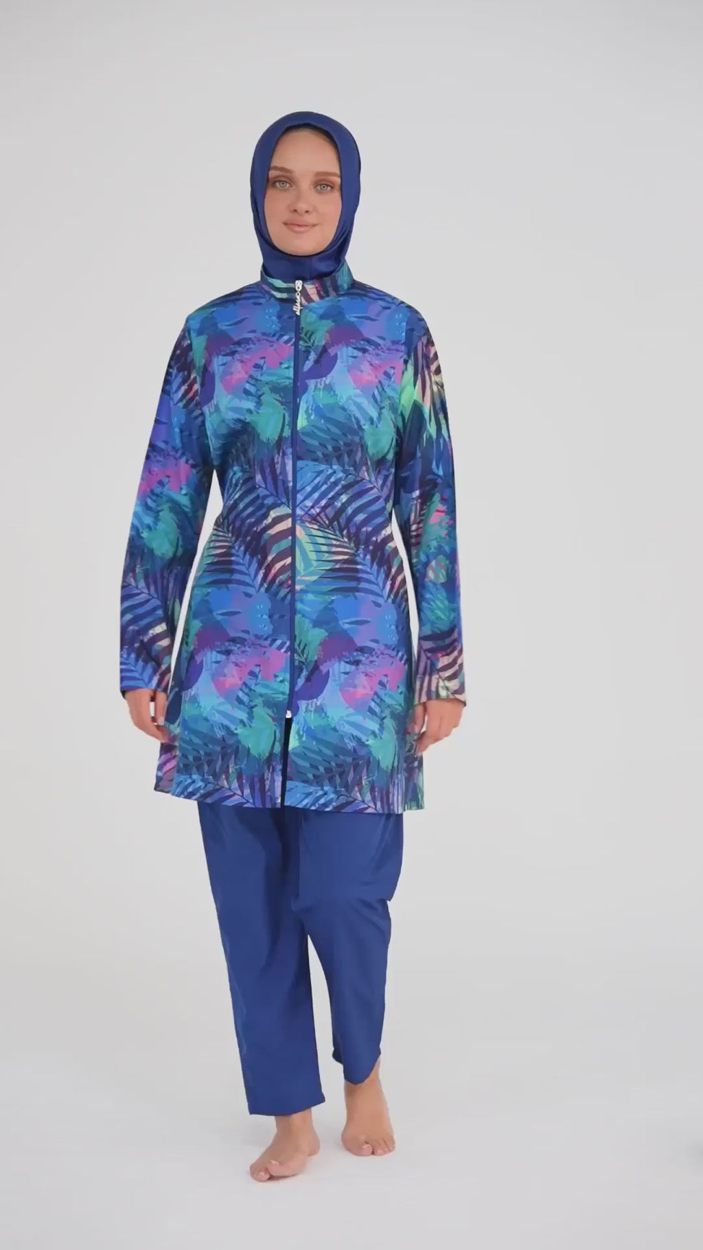 Blue Tropical Burkini Set