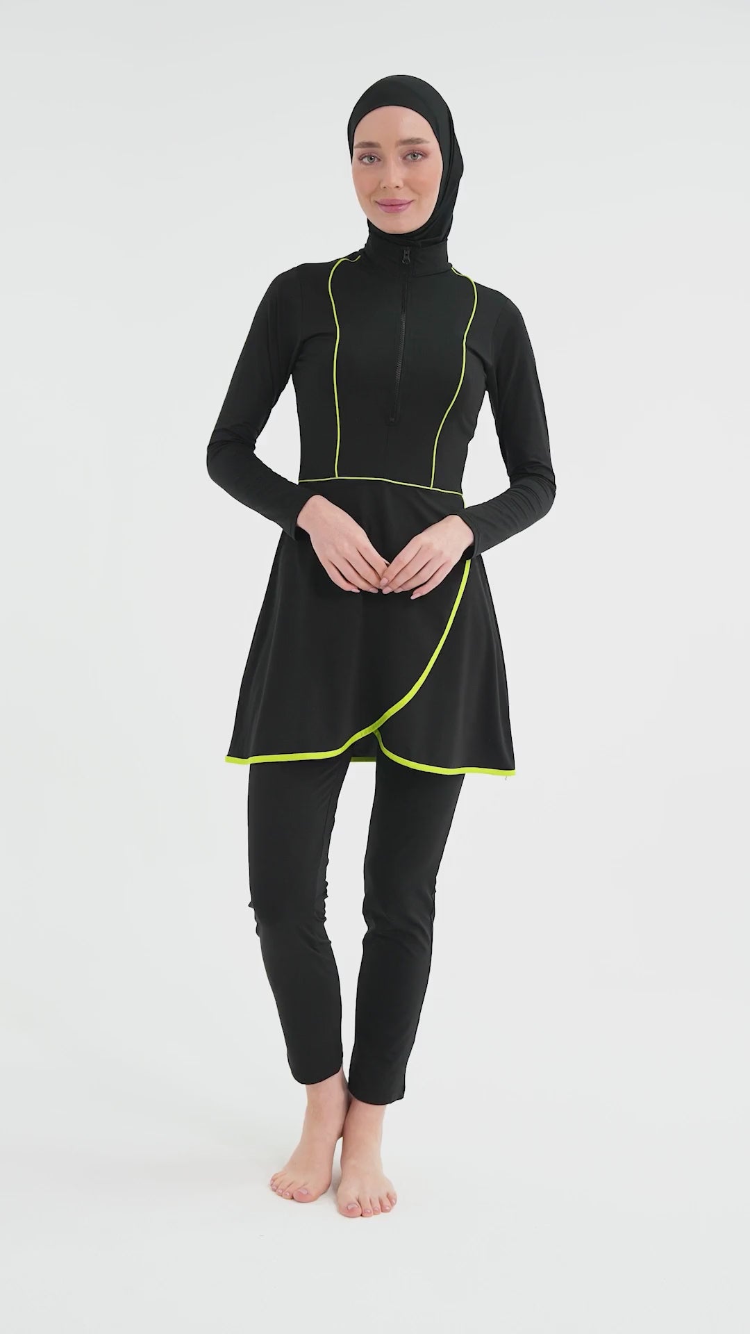 Black Lycra Sporty Modest Swimwear
